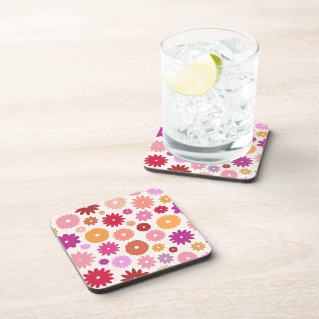 Colourful Blooms Pattern Coaster (Right Side)