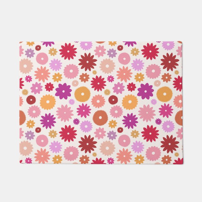 Colourful Blooms Pattern Doormat (Front)