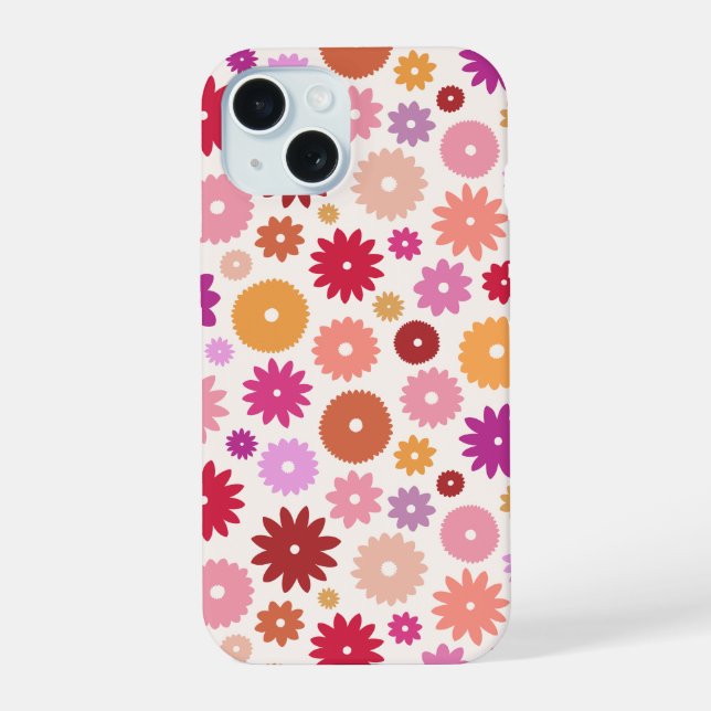 Colourful Blooms Pattern iPhone 15 Case (Back)