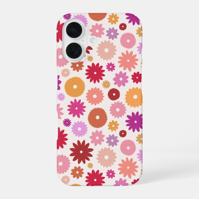 Colourful Blooms Pattern iPhone 16 Case (Back)
