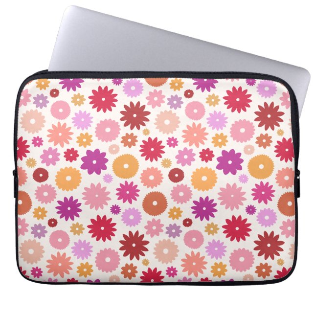 Colourful Blooms Pattern Laptop Sleeve (Front)