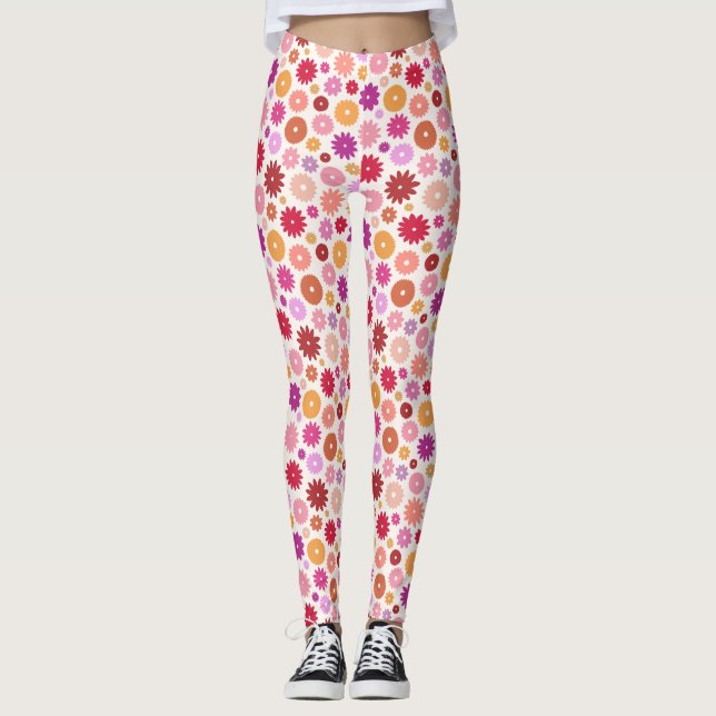 Colourful Blooms Pattern Leggings (Front)
