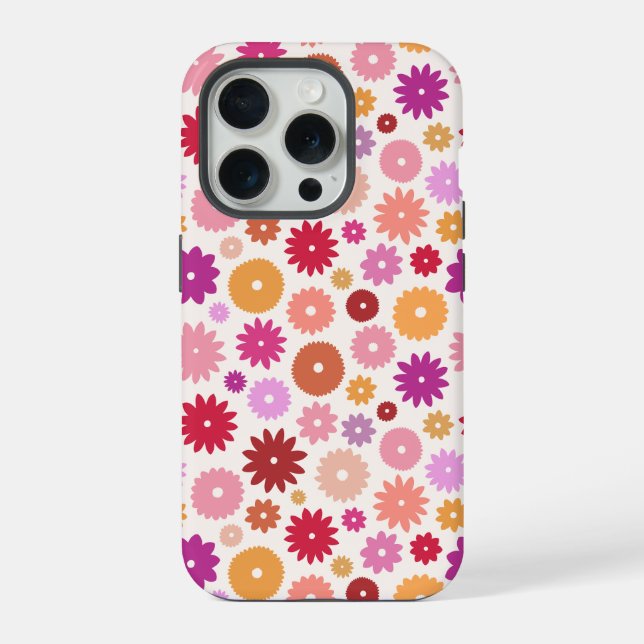 Colourful Blooms Repeat Pattern iPhone Case (Back)