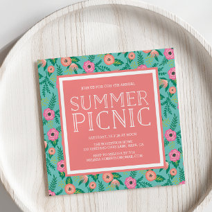Colourful Blooms Summer Picnic Invitation