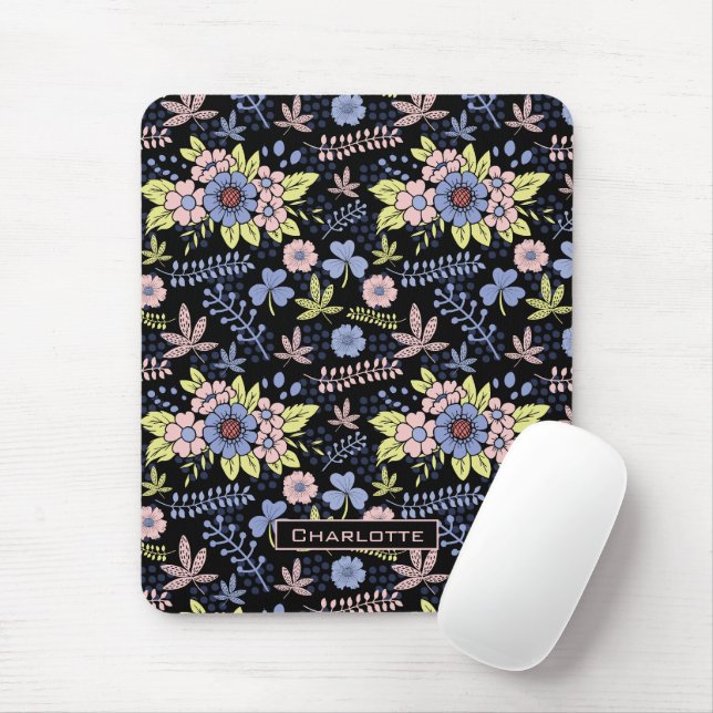 Colourful blossom floral seamless pattern with nam mouse pad (With Mouse)