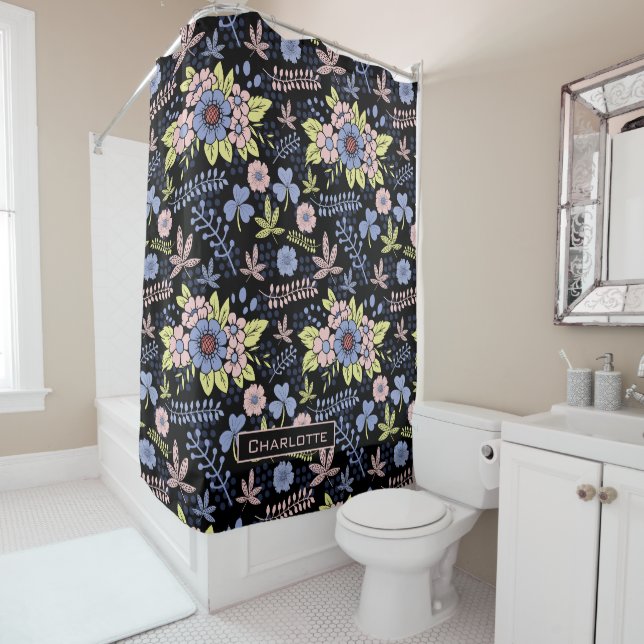 Colourful blossom floral seamless pattern with nam shower curtain (In Situ)