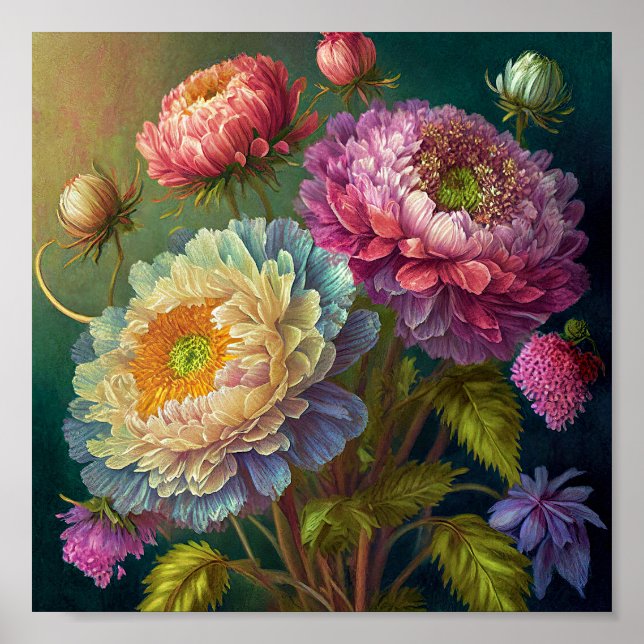 Colourful blossoms art poster (Front)