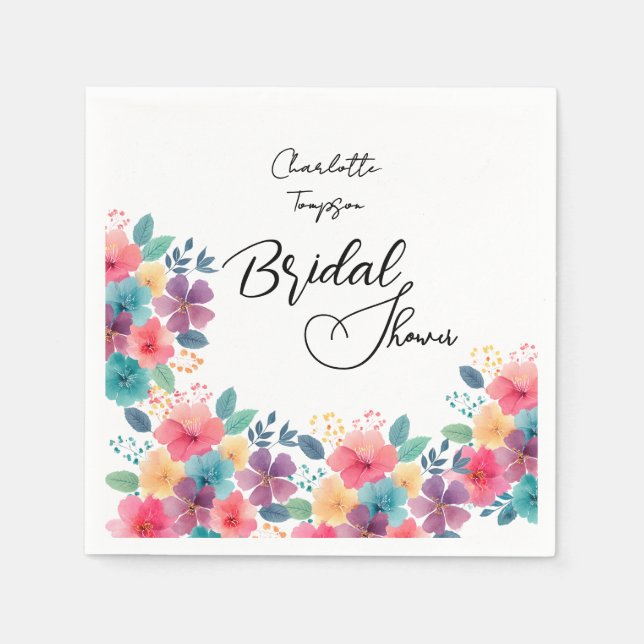 Colourful Blossoms Bridal Bash Napkin (Front)