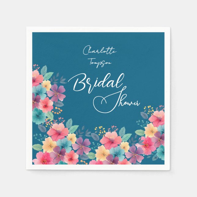 Colourful Blossoms Bridal Bash Napkin (Front)