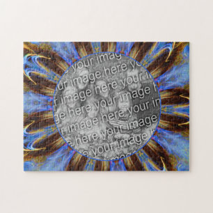 Colourful Blue Abstract Frame Create Your Own Phot Jigsaw Puzzle