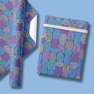 Colourful blue abstract pattern wrapping paper