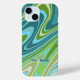 Colourful blue and green abstract phone case