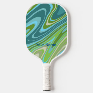 Colourful blue and green abstract phone case pickleball paddle