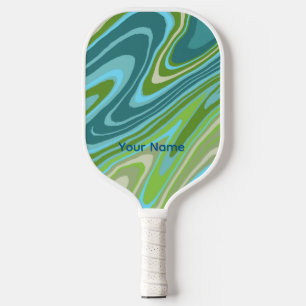 Colourful blue and green abstract pickleball paddl paddle