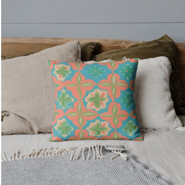 Colourful Blue and Orange Kaleidoscopic Pattern Cushion (Creator Uploaded)
