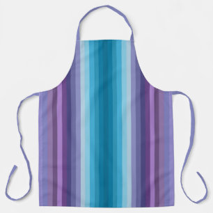 Colourful Blue And Purple Fashion Inspired Stripes Apron