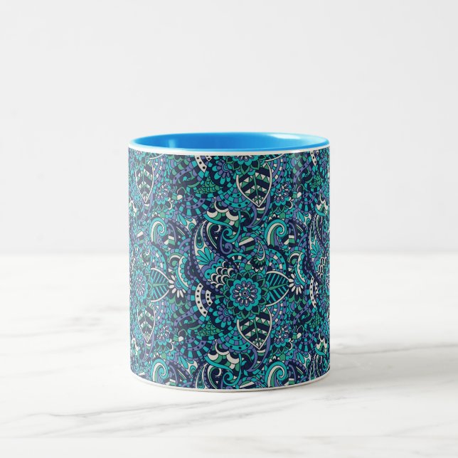Colourful Blue and purple Paisley Pattern Mug (Center)