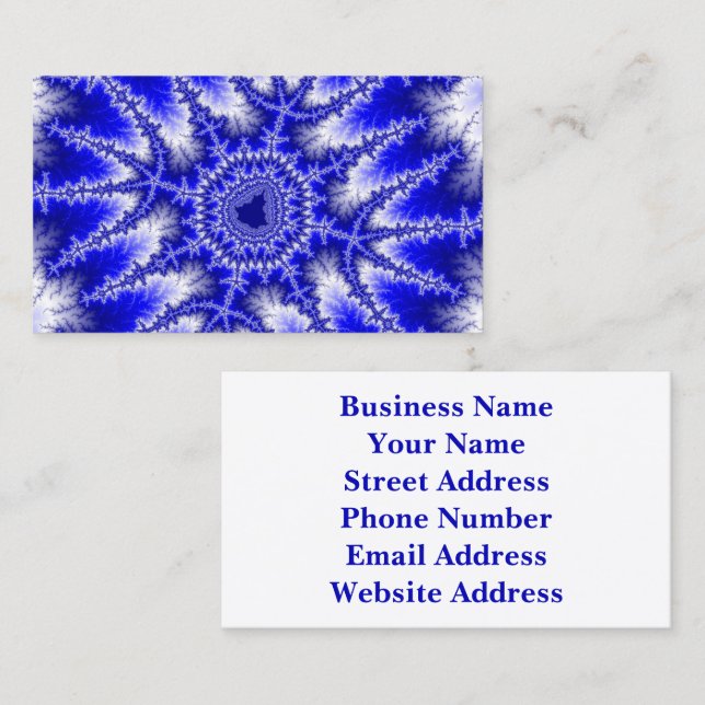 Colourful Blue and White Fractal Business Card (Front/Back)