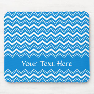 Colourful Blue and White Zigzags Mouse Pad