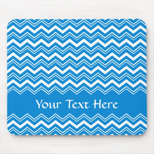 Colourful Blue and White Zigzags Mouse Pad (Front)