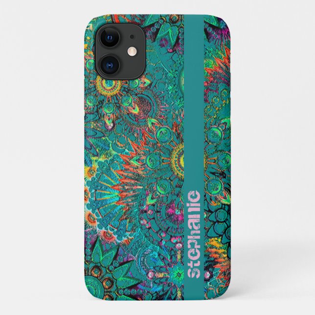 Colourful Blue Boheminan Boho Hippie Pattern Case-Mate iPhone Case (Back)