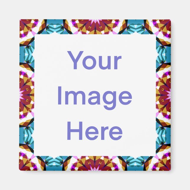 Colourful Blue Bold Brown Bright Pink Geometric Magnet (Front)