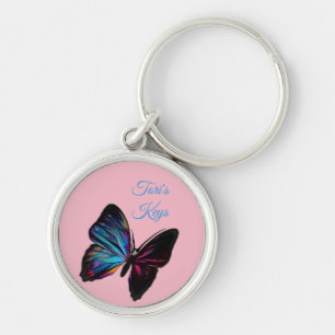 Colourful Blue Butterfly *Personalise* Key Ring