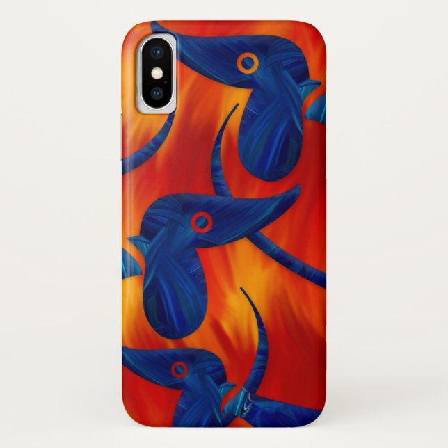 Colourful Blue Dachshund Case-Mate iPhone Case (Back)