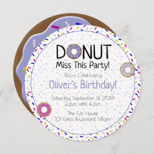 Colourful Blue Doughnut Miss This Party Sprinkle R Invitation