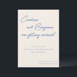 Colourful Blue Ecru Script Handwriting Wedding Save The Date<br><div class="desc">Colourful Blue Ecru Script Handwriting Wedding Save the Date</div>