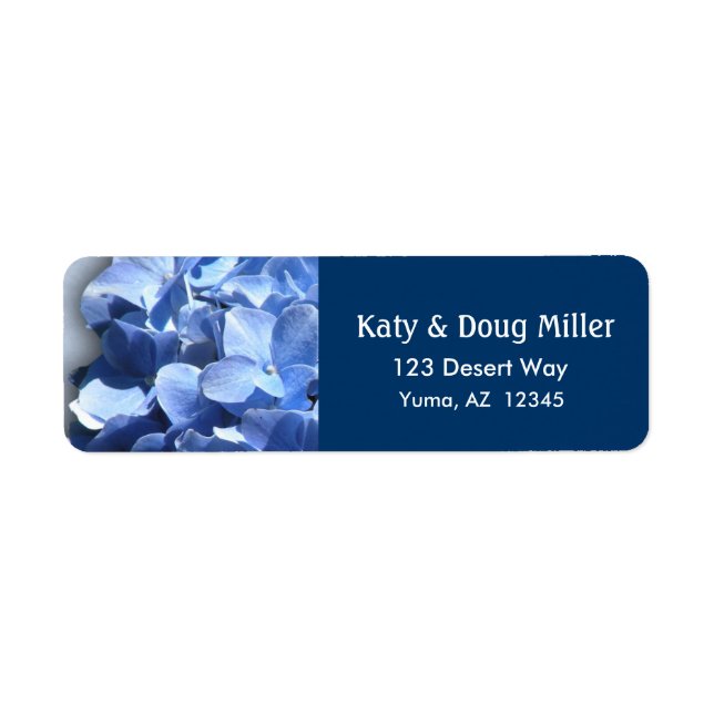 Colourful blue floral hydrangea address labels (Front)