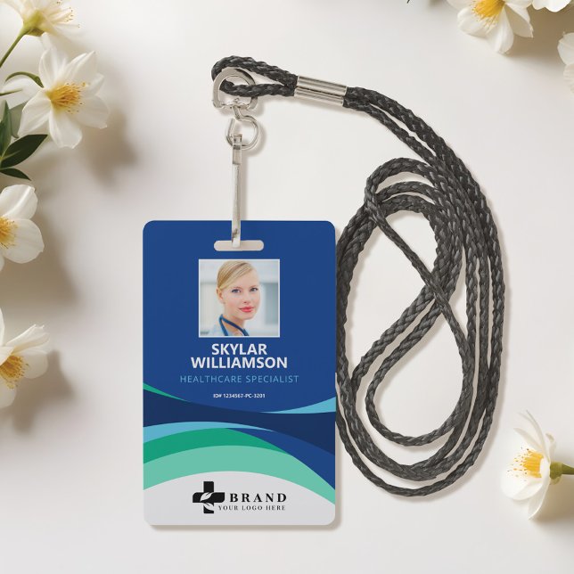 Colourful Blue Flowing Design Medical ID & Logo Badge (Colorful Blue Flowing Design Medical ID & Logo Badge)