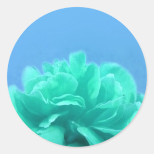 Colourful Blue Green Floral Classic Round Sticker