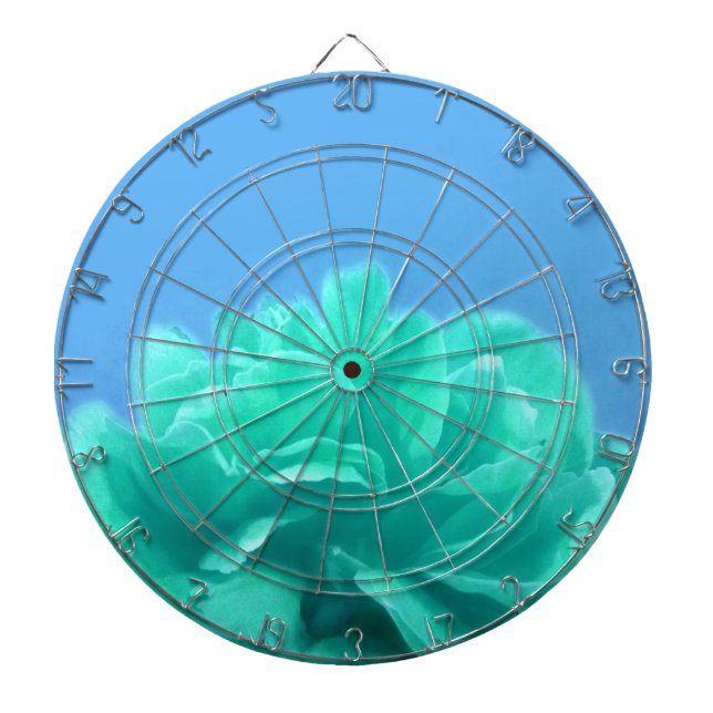 Colourful Blue Green Floral Dartboard (Front)