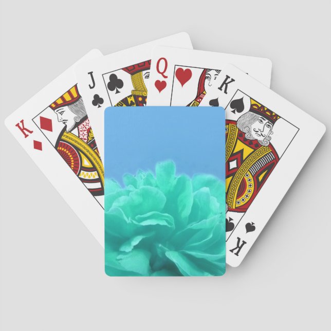 Colourful Blue Green Floral Playing Cards (Back)