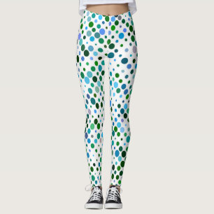 Colourful, Blue, Green & Lavender Purple Dots Leggings