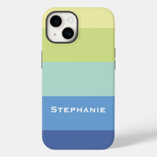 Colourful Blue Green Yellow Abstract Stripes Name Case-Mate iPhone 14 Case
