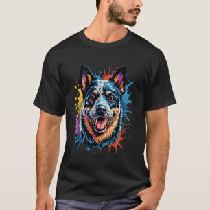 Colourful Blue Heeler Dog Art Australian Cattle Pa T-Shirt