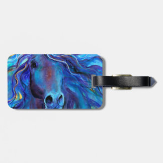 Colourful Blue Horse Arabian art Luggage Tag