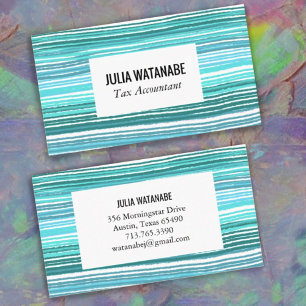 Colourful Blue Minimalist Stripes Handmade  Busine Business Card