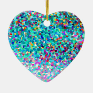 Colourful Blue Multicolored Abstract Art Pattern Ceramic Ornament