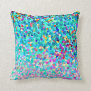 Colourful Blue Multicolored Abstract Art Pattern Cushion