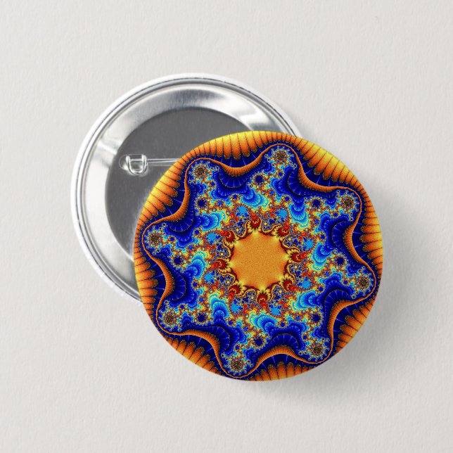 Colourful Blue, Orange and Yellow 6 Cm Round Badge (Front & Back)