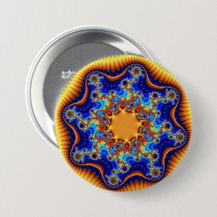Colourful Blue, Orange and Yellow 7.5 Cm Round Badge
