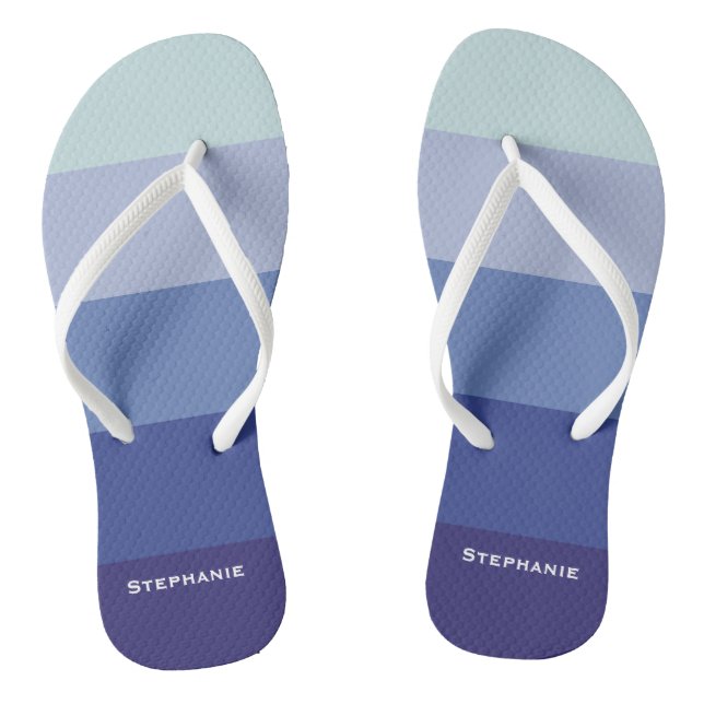 Colourful Blue Palette Abstract Stripes Custom Nam Thongs (Footbed)