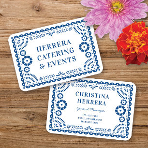 Colourful Blue Papel Picado Catering Event Stylist Business Card