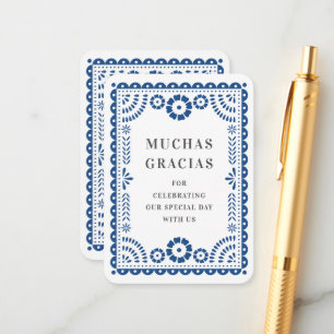 Colourful Blue Papel Picado Wedding Favour Tag Enclosure Card