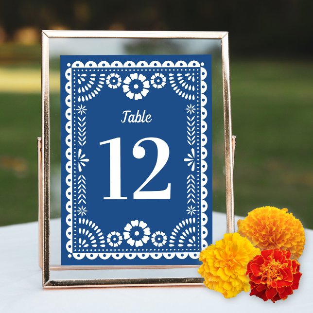 Colourful Blue Papel Picado Wedding Table Number (Creator Uploaded)