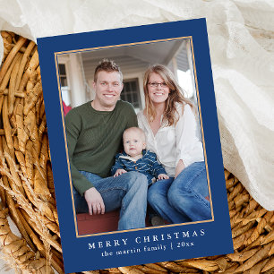 Colourful Blue Plaid Pattern Christmas Holiday Card