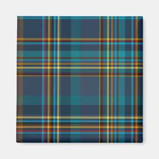 Colourful Blue Plaid Pattern Magnet